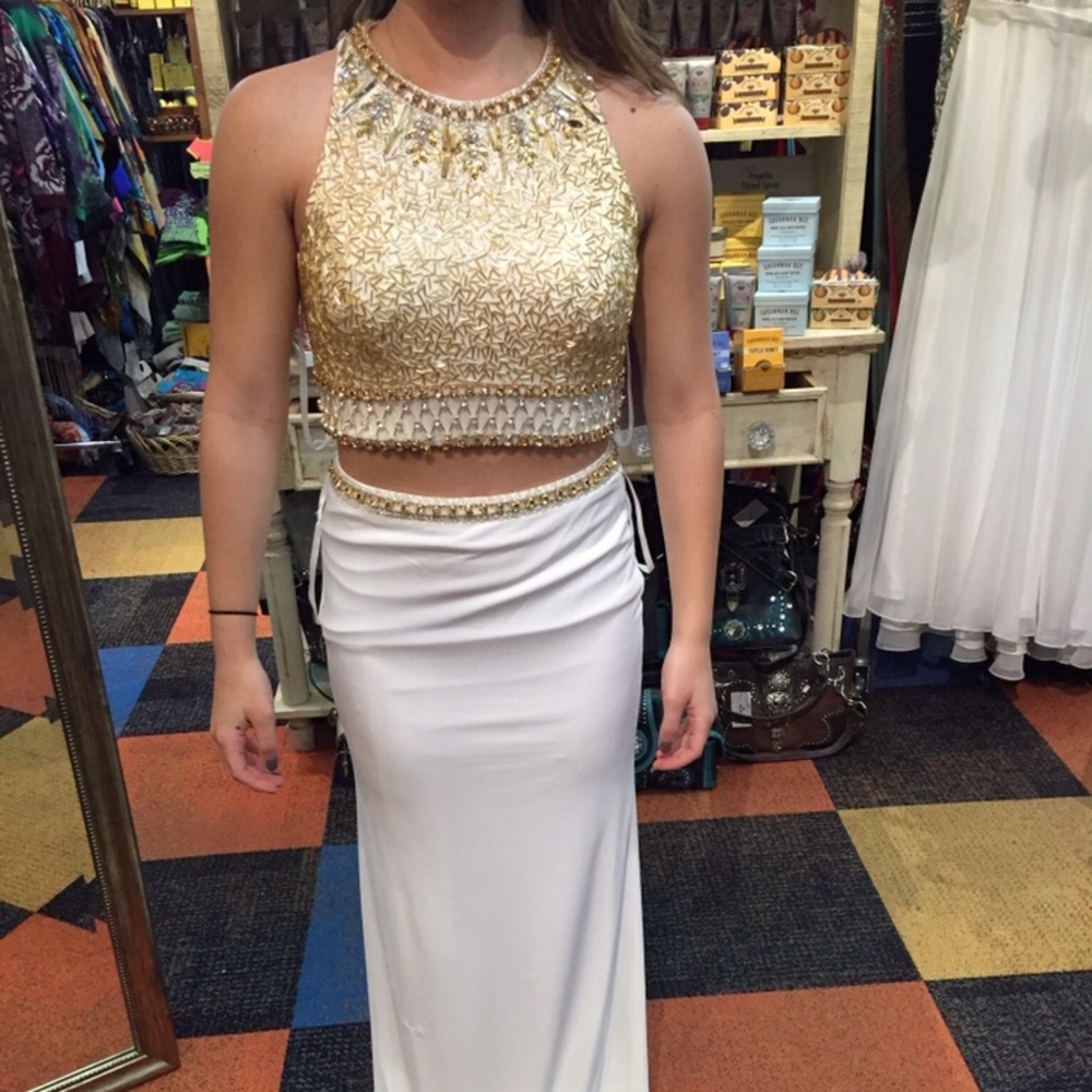two piece white and gold prom dress Jovani | Dresses | Jovani elegant white and gold evening dress